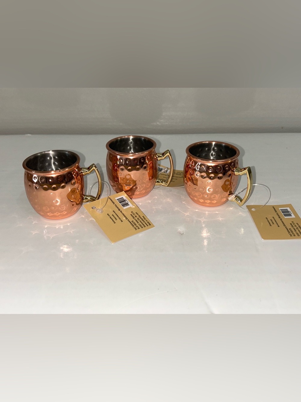Hammered Copper-Finish Mini Mugs with Gold Handles - Home Dining